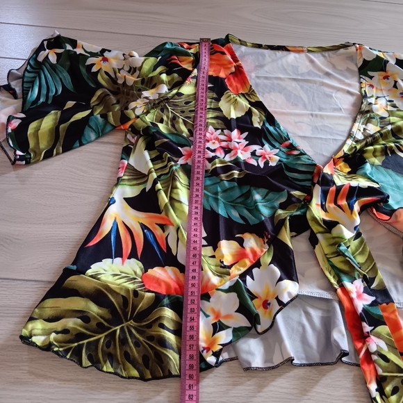 Floral Printed Irregular Lace-Up Shirt Shorts Fashion Casual Two Pieces Set - Picture 12 of 15